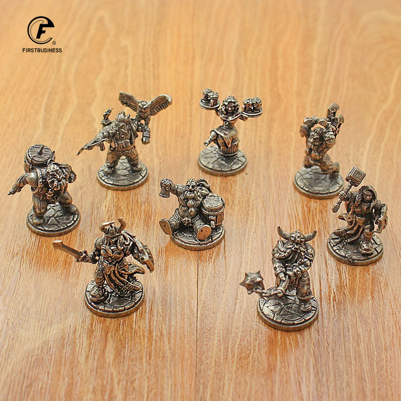 Board Game Vintage - Vintage biały mosiądz miniaturowy karzeł wojownik