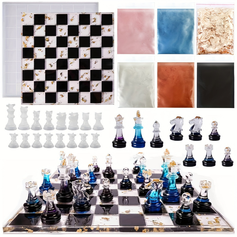 Board Game Diy - 23-częściowy zestaw szachowy z formami silikonowymi