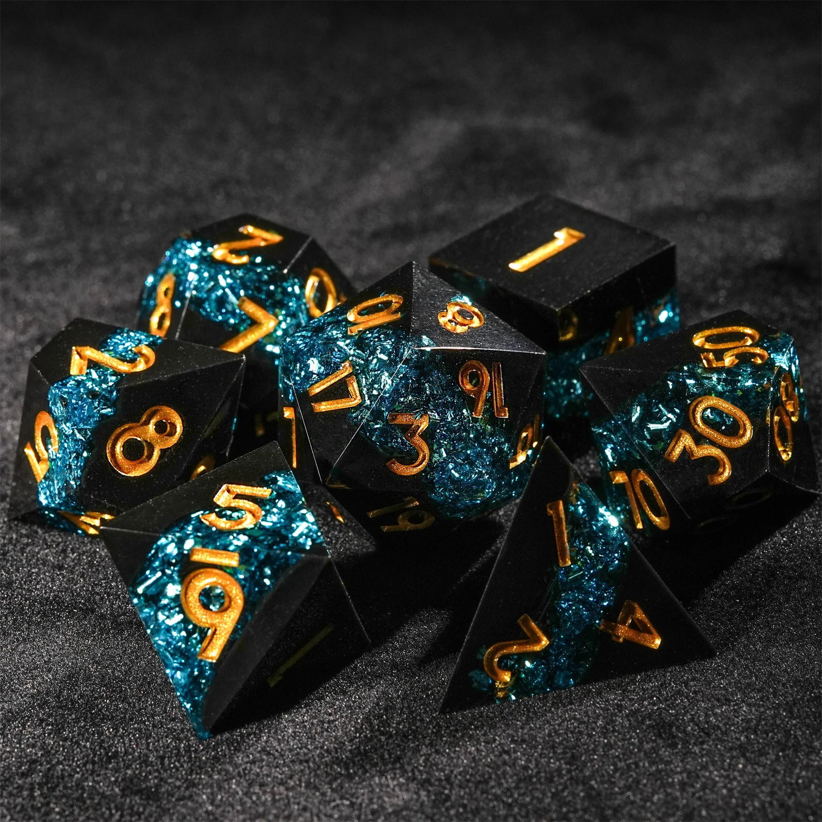 7szt DND Dice Resin Black Gold – Board Game Dungeons And Dragons recenzja i cena